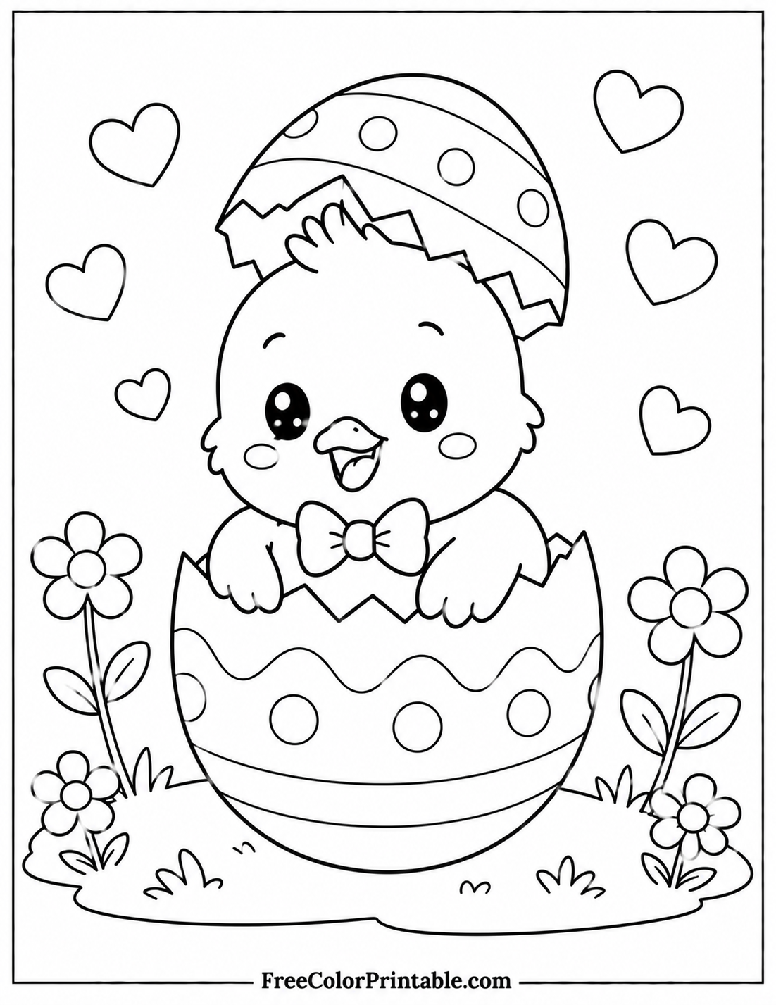 Easter chick in a cracked egg Coloring Page — Free Printable — free printable coloring page
